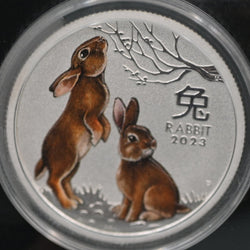 Australian 2023 Lunar Series III coin coloured rabbit reverse