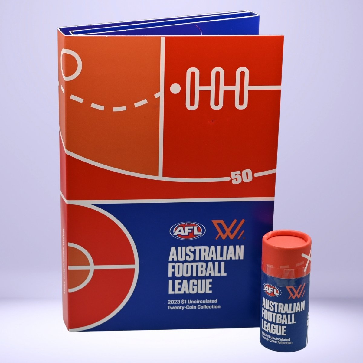 2023 $1 AFL sealed Tube of 20 coins and front cover of folder