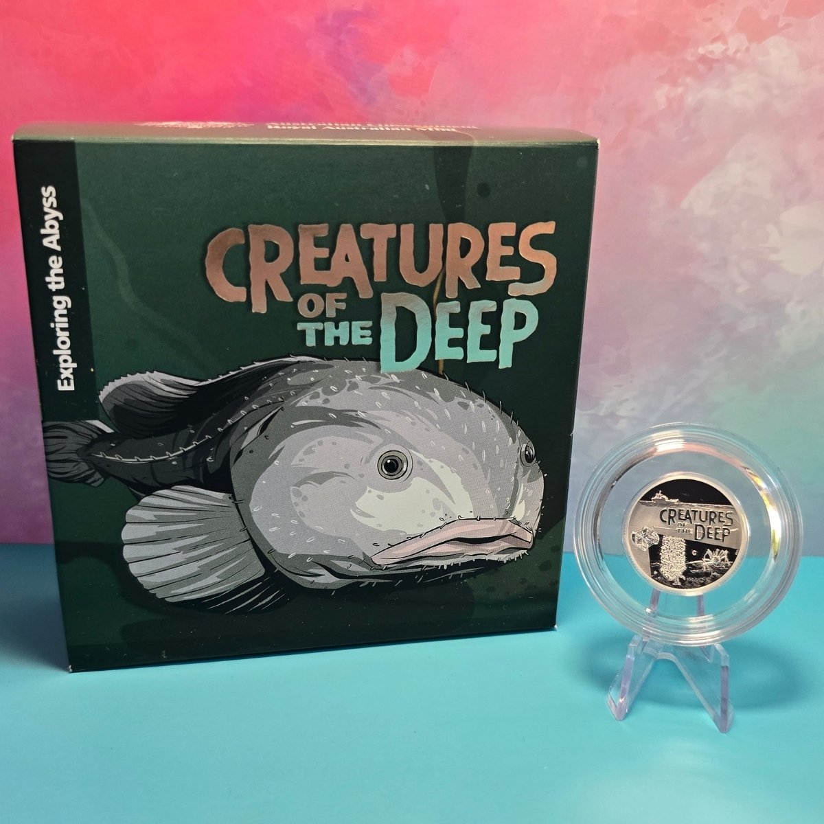 2023 $1 'C' Mintmark Silver coin 'Creatures of the Deep' with a blobfish illustration on packaging