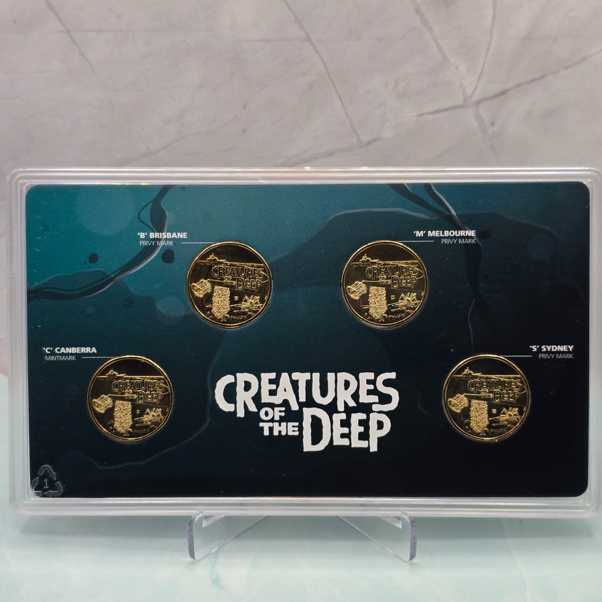 2023 $1 Creatures of the Deep Four Coin Mintmark and Privy Mark Set by the Royal Australian Mint reverse of coins