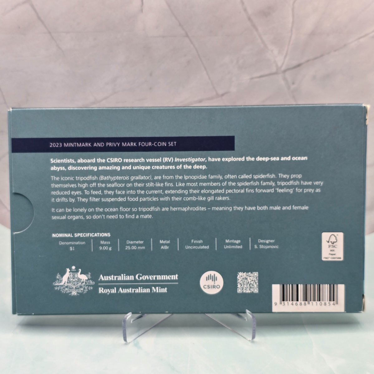 2023 $1 Creatures of the Deep Mintmark and Privy Mark Four Coin Set by the Royal Australian Mint back packaging