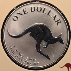 2023 Mob of Thirty Frosted Uncirculated Silver coin - kangaroo design - 'One Dollar - 1 ounce .999Ag - 30th Anniversary' text