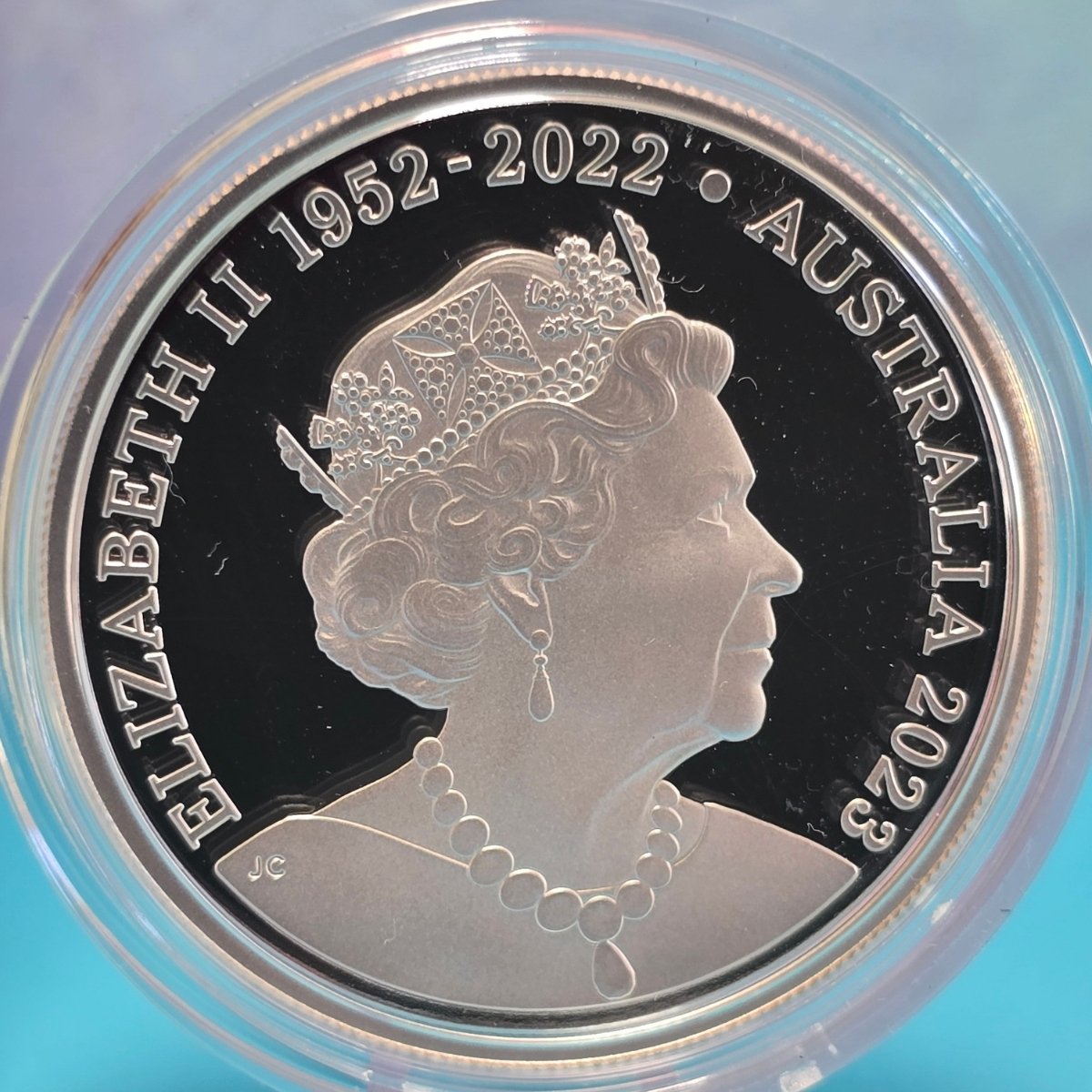 2023 $1 Mob of Thirty silver proof coin - profile of Queen Elizabeth - 'Elizabeth II 1952-2022 Australia 2023' text