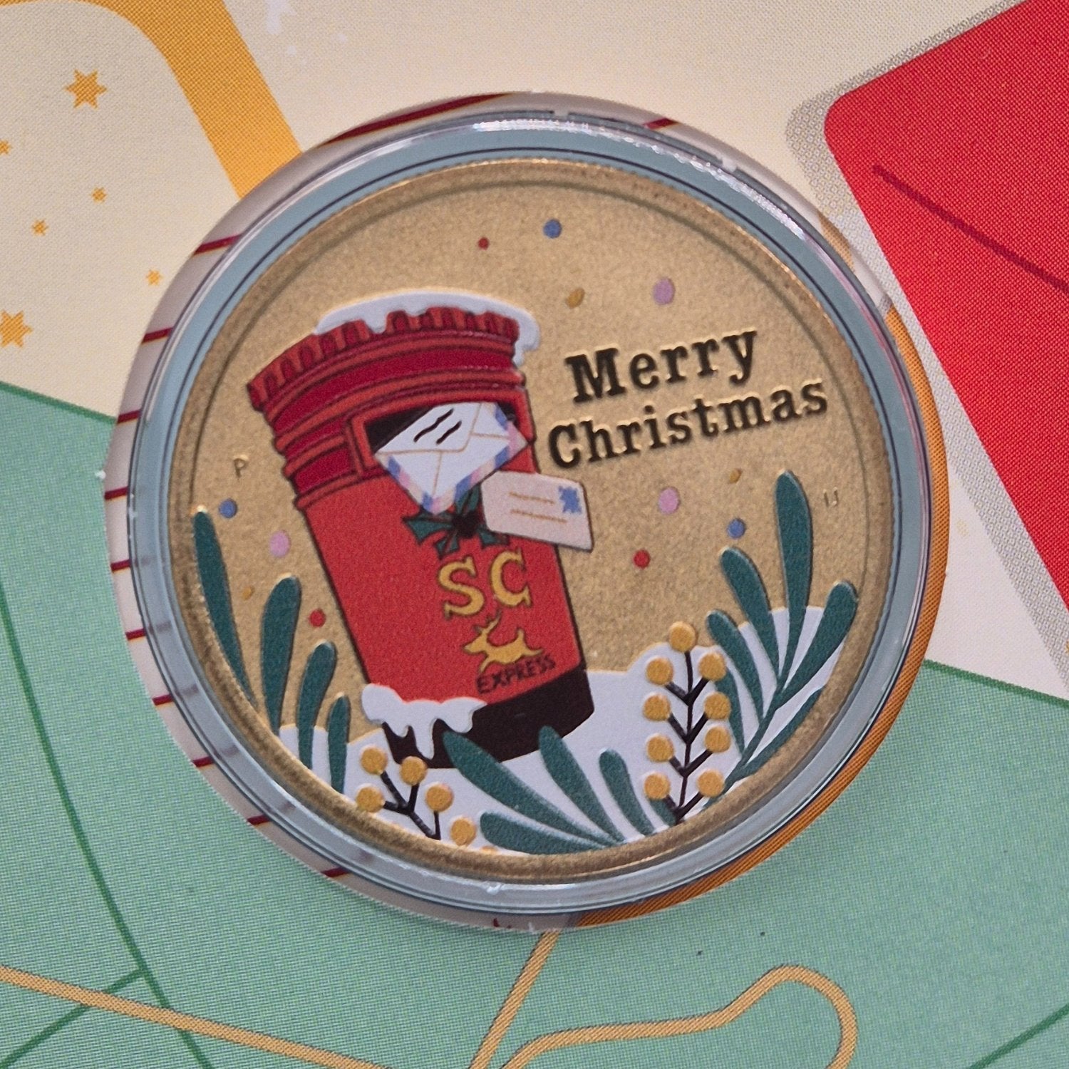 2023 $1 Perth Mint Merry Christmas coloured coin - reverse