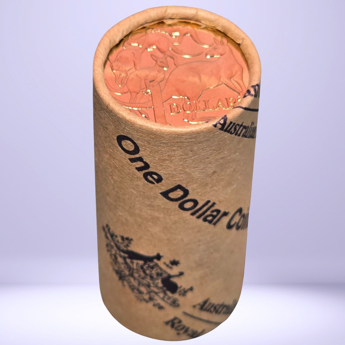 upright 2023 $1 Royal Australian Mint Premium Roll with King Charles III Effigy tails side