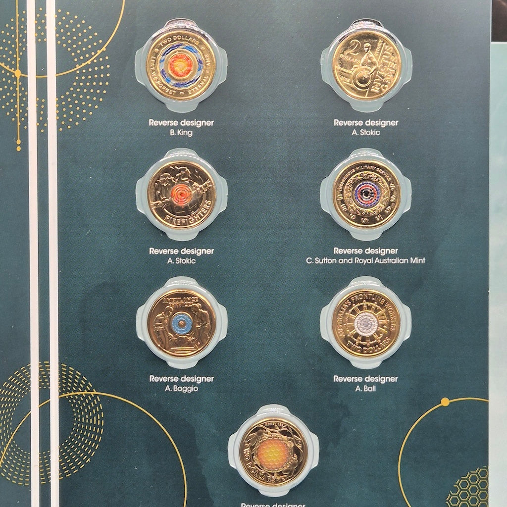 seven of 14 2023 $2 coins from 35th anniversary of two dollar coin collection