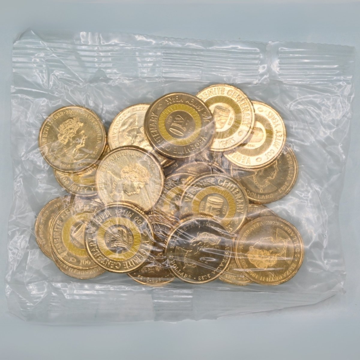 2023 $2 Yellow Vegemite Centenary Security Bag of 25 'Vegemite Jar' coins.