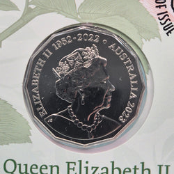 2023 50c Queen Elizabeth II In Memoriam 1952-2022 coin close up obverse