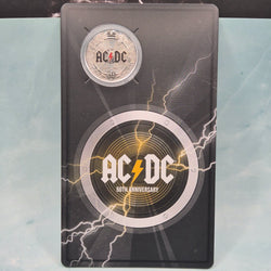 2023 50c AC/DC coloured coin with rock speaker inspired design in display card - reverse