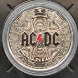 2023 50c AC/DC coloured coin reverse close up