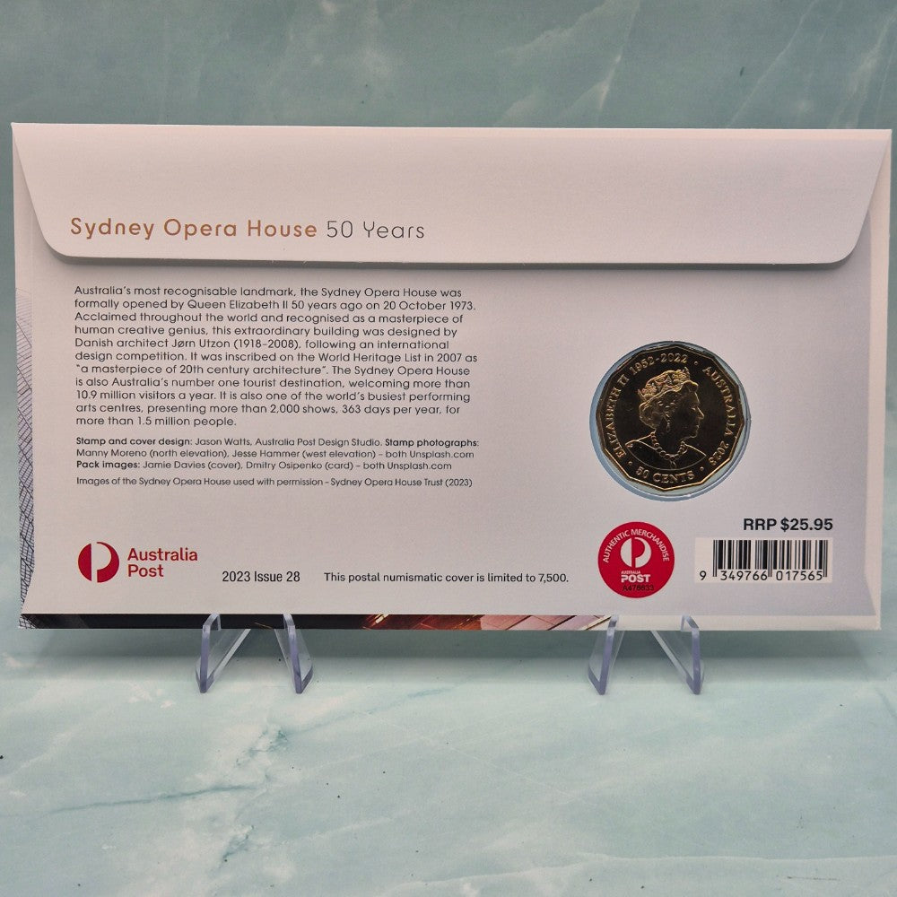 2023 50c Sydney Opera House PNC with gold plated 50c coin back cover