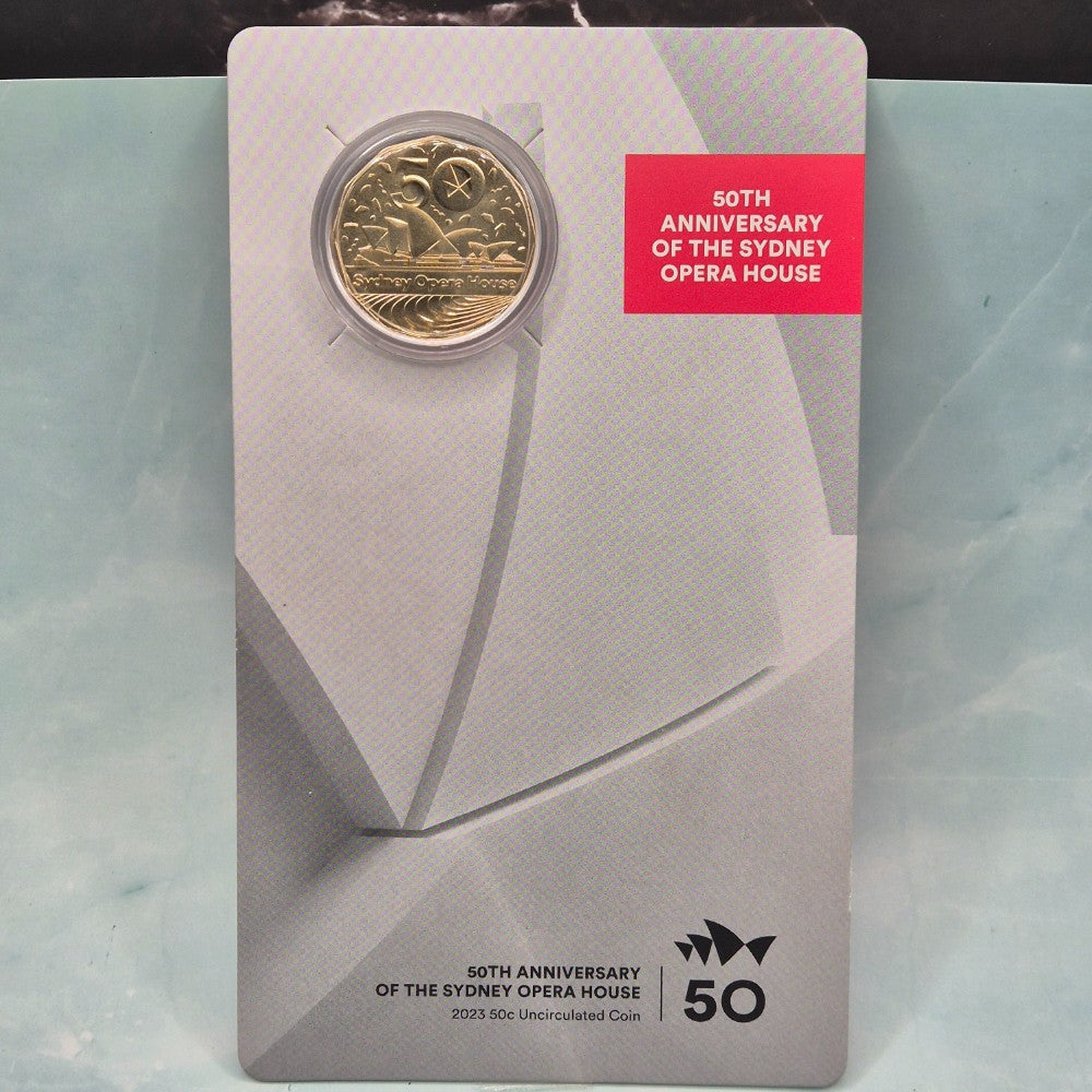 2023 50c Sydney Opera House 50th Anniversary Uncirculated Coin Royal Australian Mint front
