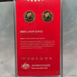 2023 $1 Lunar Series Year of the Rabbit Two Coin Set from Royal Australian Mint back inner presentation case