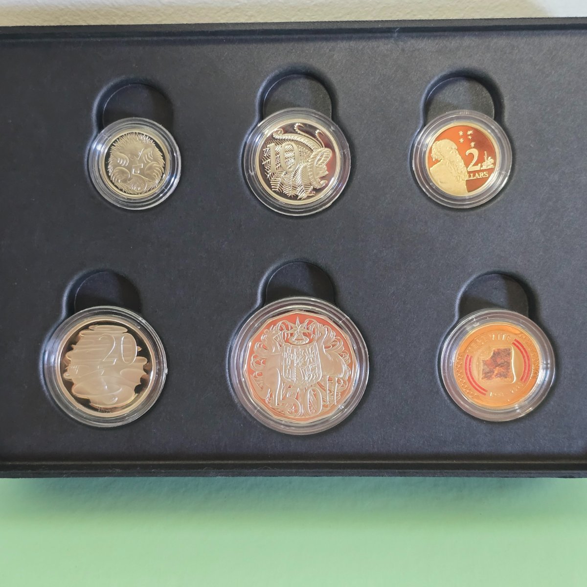 2023 100 Years of Happy Little Vegemites Six Coin Proof Set with coloured $1 coin reverse of coins