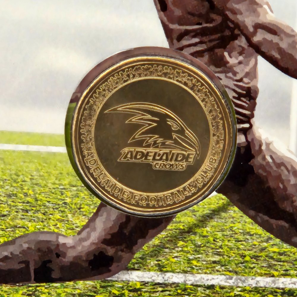 2023 $1 Celebrating South Australian Football - Adelaide Crows PNC with Numismatic Society of South Australia Overprint