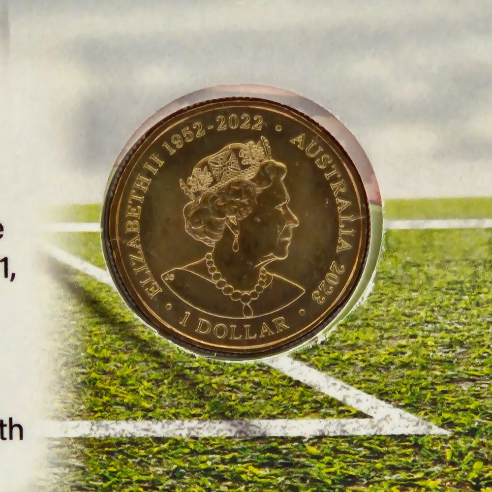 2023 $1 Celebrating South Australian Football - Adelaide Crows PNC with Numismatic Society of South Australia Overprint