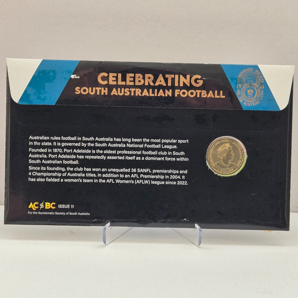 2023 $1 Celebrating South Australian Football - Port Adelaide PNC with Numismatic Society of South Australia Overprint