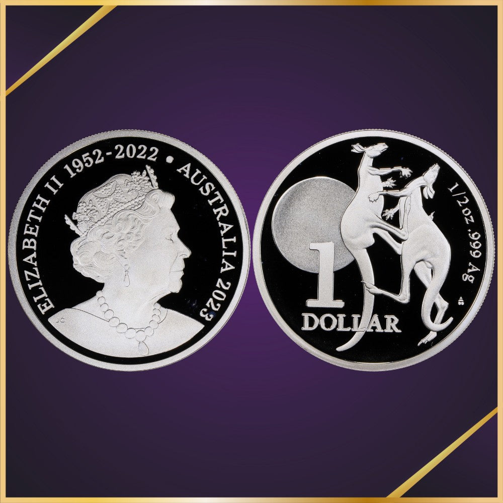 2023 $1 Kangaroos Fighting Spirit Silver coin professionally graded by PCGS as PR69CAM obverse and reverse shown