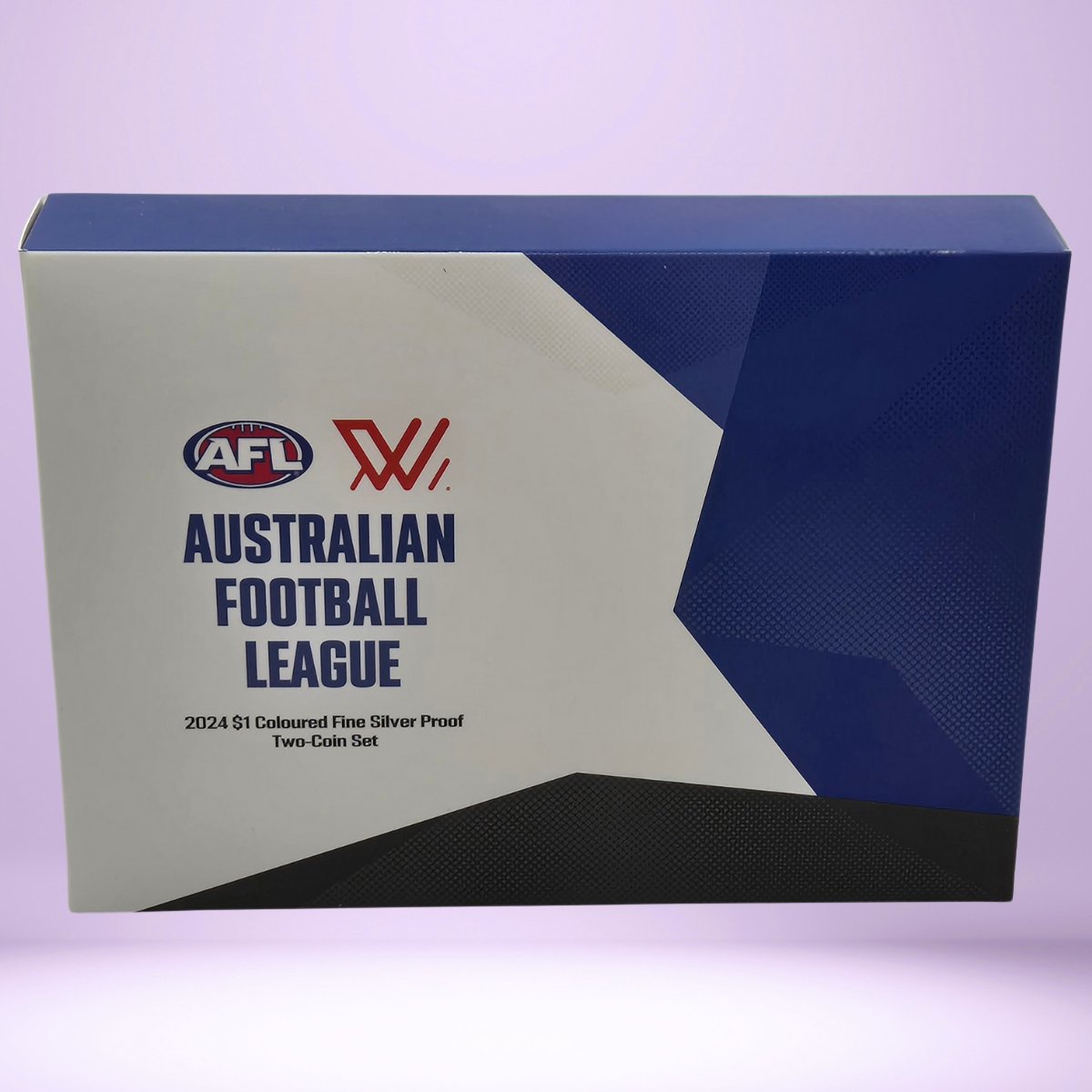 AFL Australian Football League coloured, fine silver proof two-coin set packaging