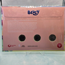 2024 $1 Bluey Impressions Limited Edition Three-Coin PNC with coloured, standard and privy mark $1 Bluey coins