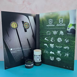 2024 $1 NRL 17 coin tube with folder, includes 2x coloured $2 coins