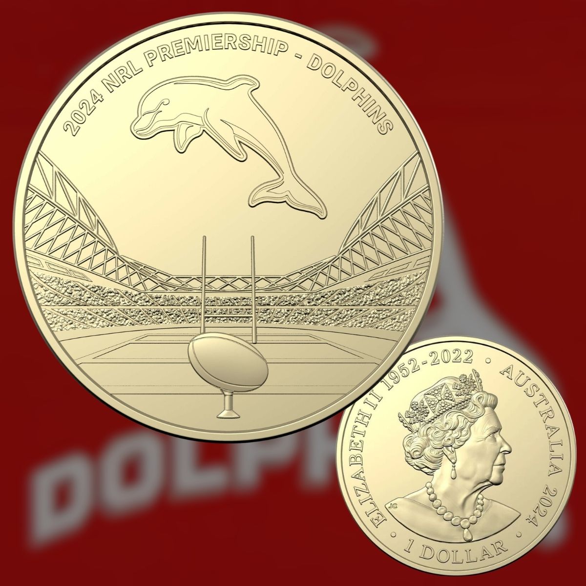 2024 $1 National Rugby League Team Carded Coin - Dolphins