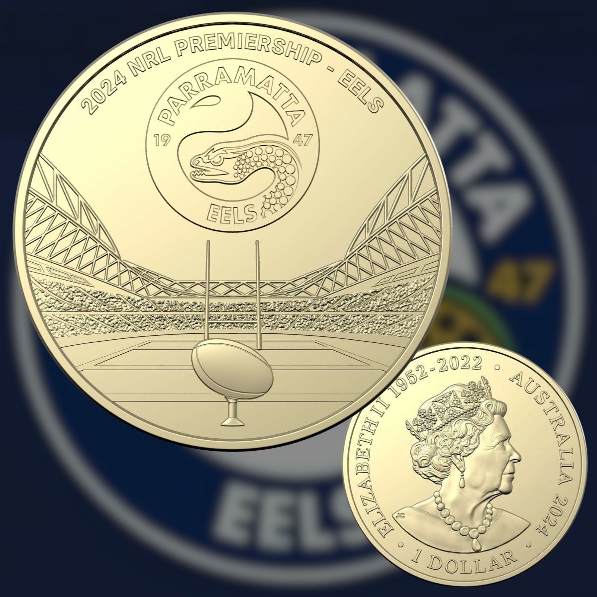 2024 $1 National Rugby League Team Carded Coin - Parramatta Eels.