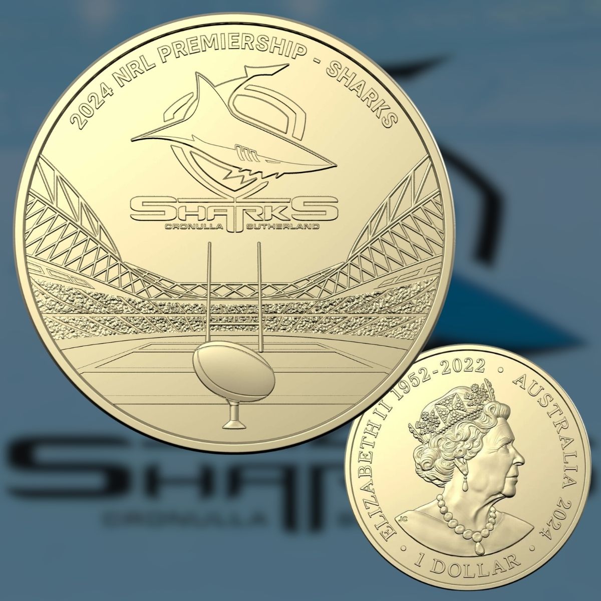 2024 $1 National Rugby League Team Carded Coin - Cronulla Sharks