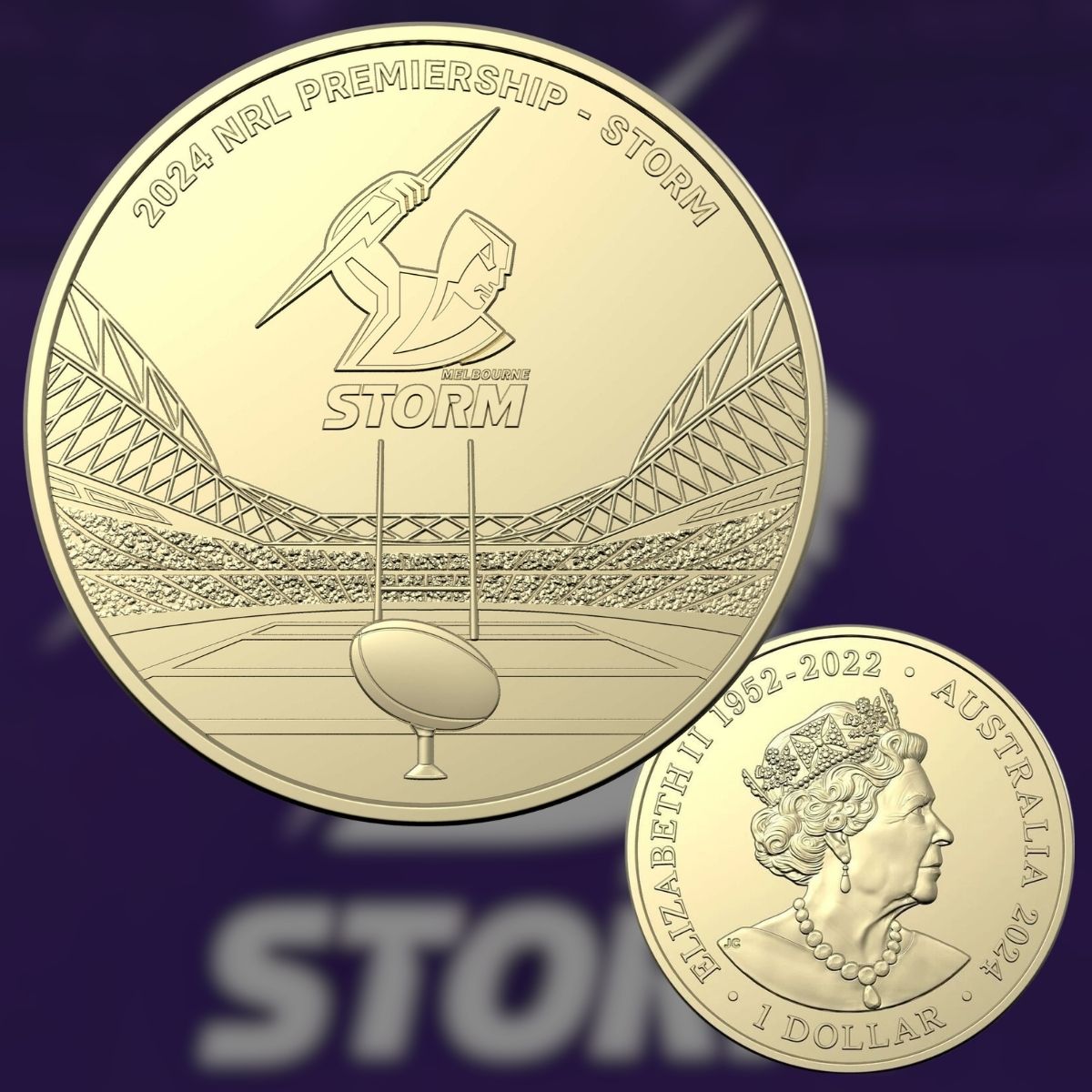 2024 $1 National Rugby League Team Carded Coin - Melbourne Storm