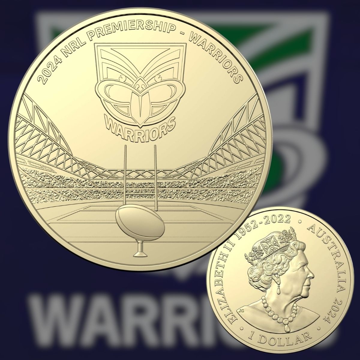 2024 $1 National Rugby League Team Carded Coin - New Zealand Warriors.