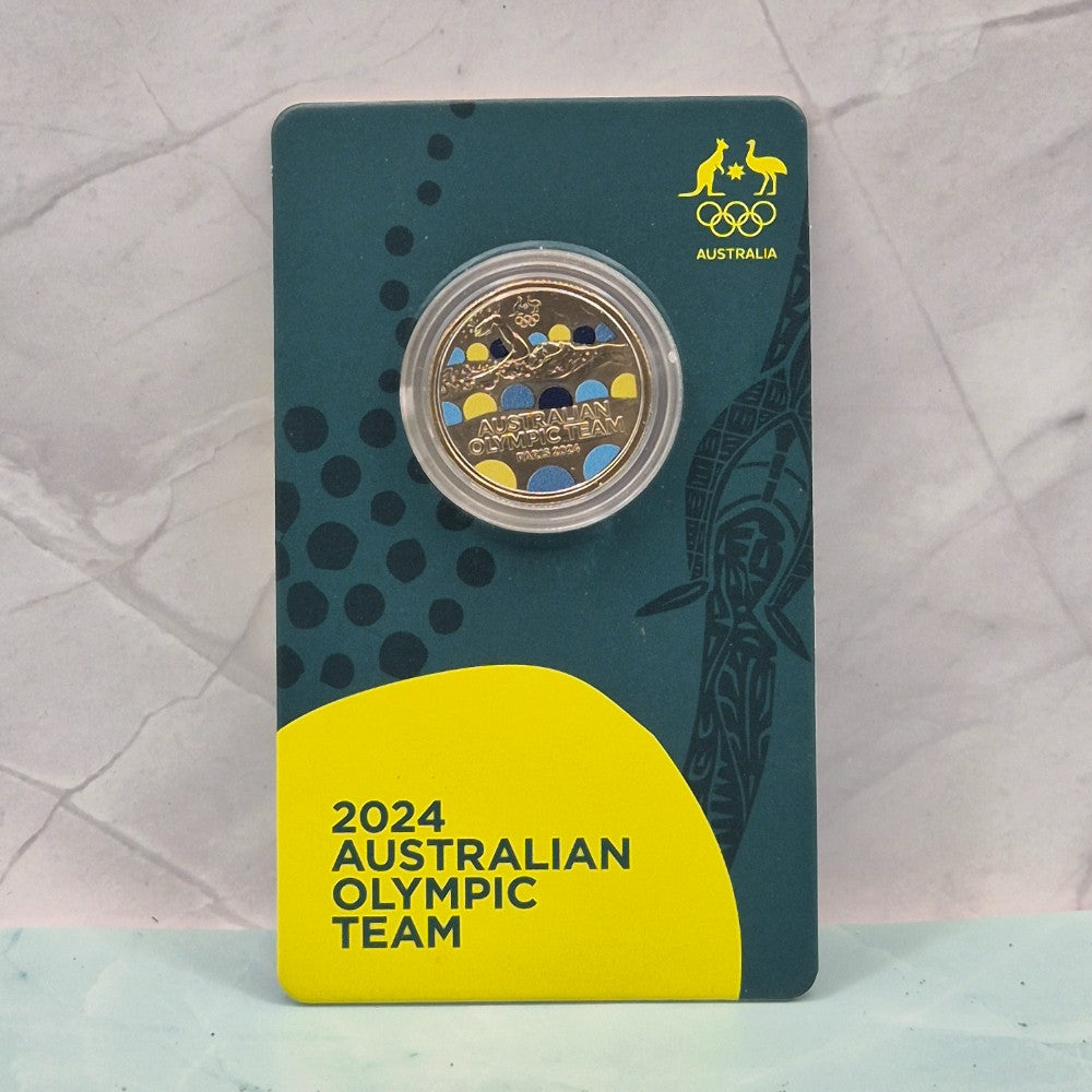 2024 $1 Australian Olympic Team coloured carded coin front