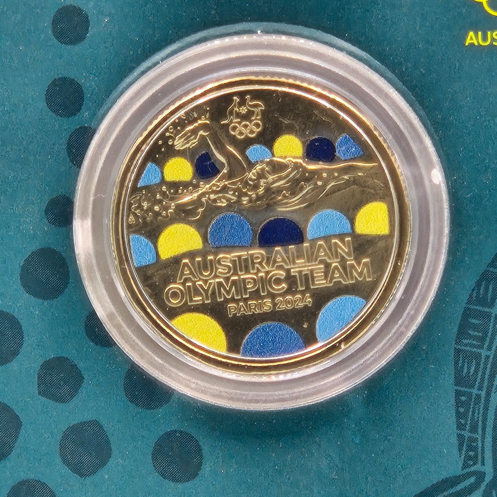 2024 $1 Australian Olympic Team coloured carded coin reverse