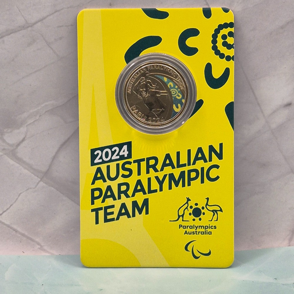 2024 $1 Australian Paralympic Team coloured carded coin front