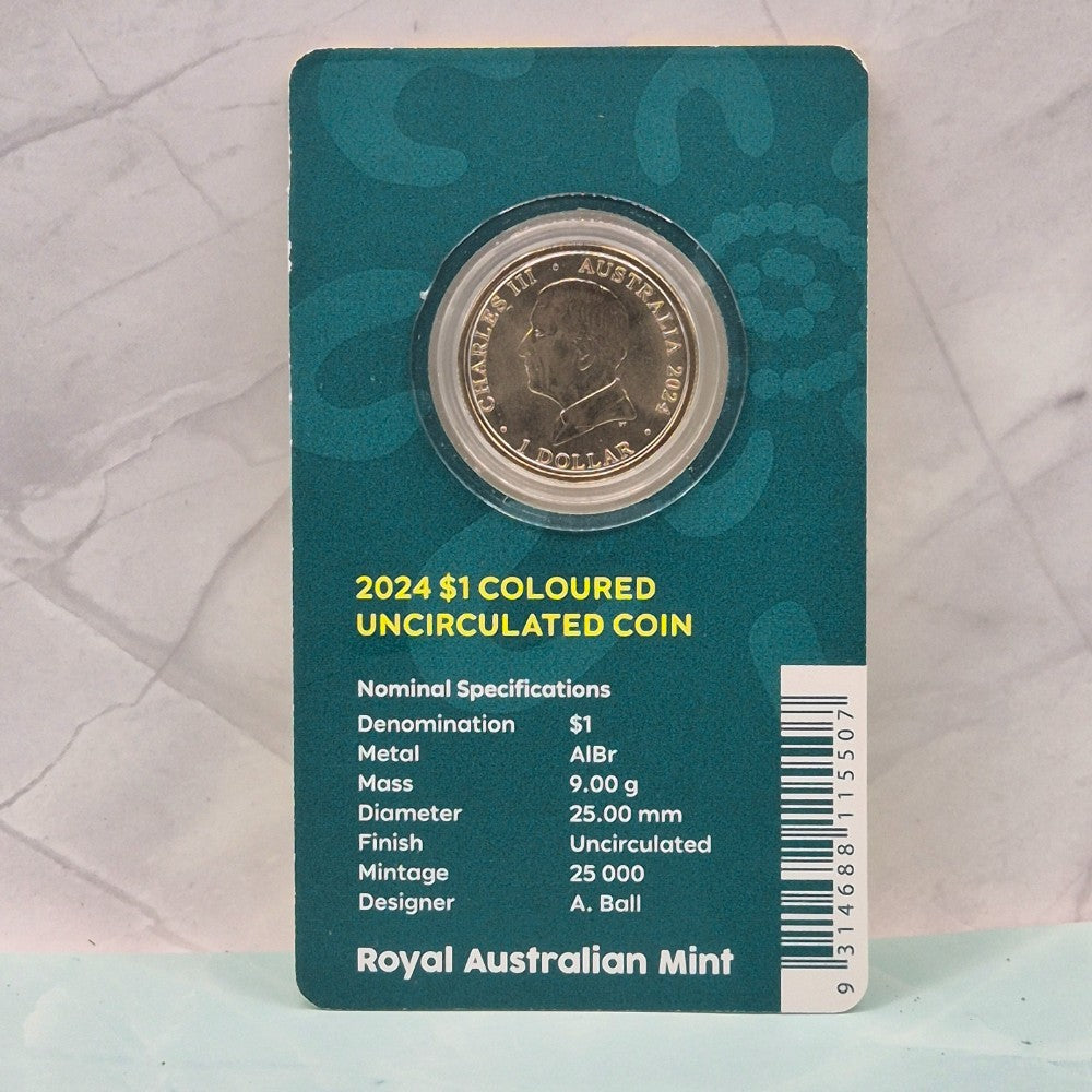 2024 $1 Australian Paralympic Team coloured carded coinback