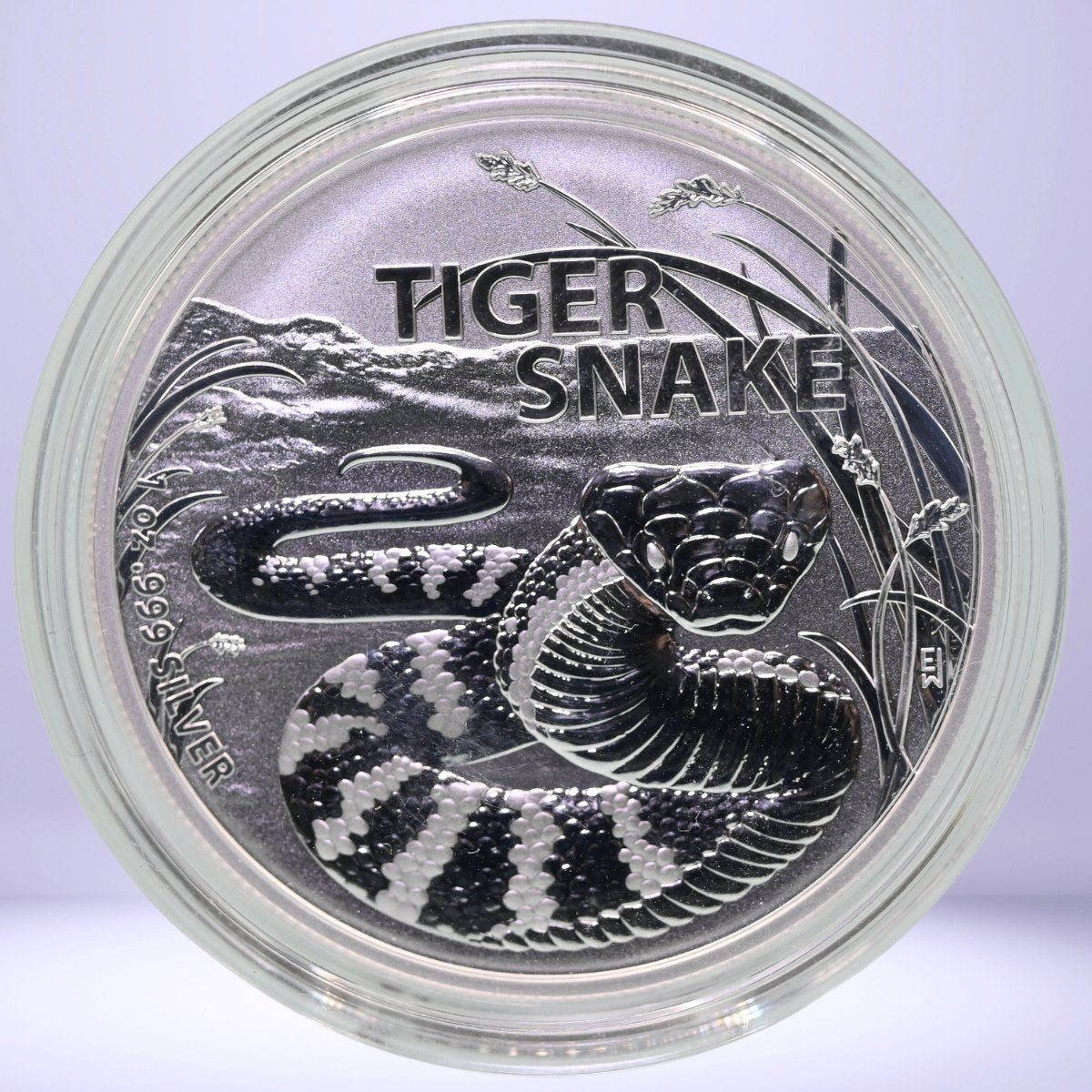 2024 $1 silver bullion coin with tiger snake design in capsule - reverse side
