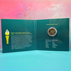 2024 Australian Paralympic Team $2 coloured uncirculated coin inside of folder