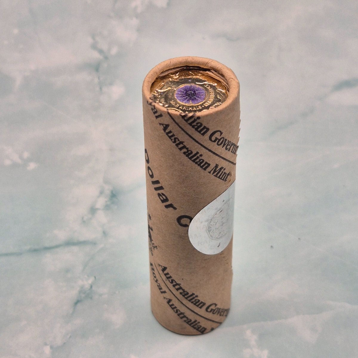 2024 $2 Royal Australian Mint Roll Remembrance War Animals standing up showing reverse coloured Purple Poppy with paint chips