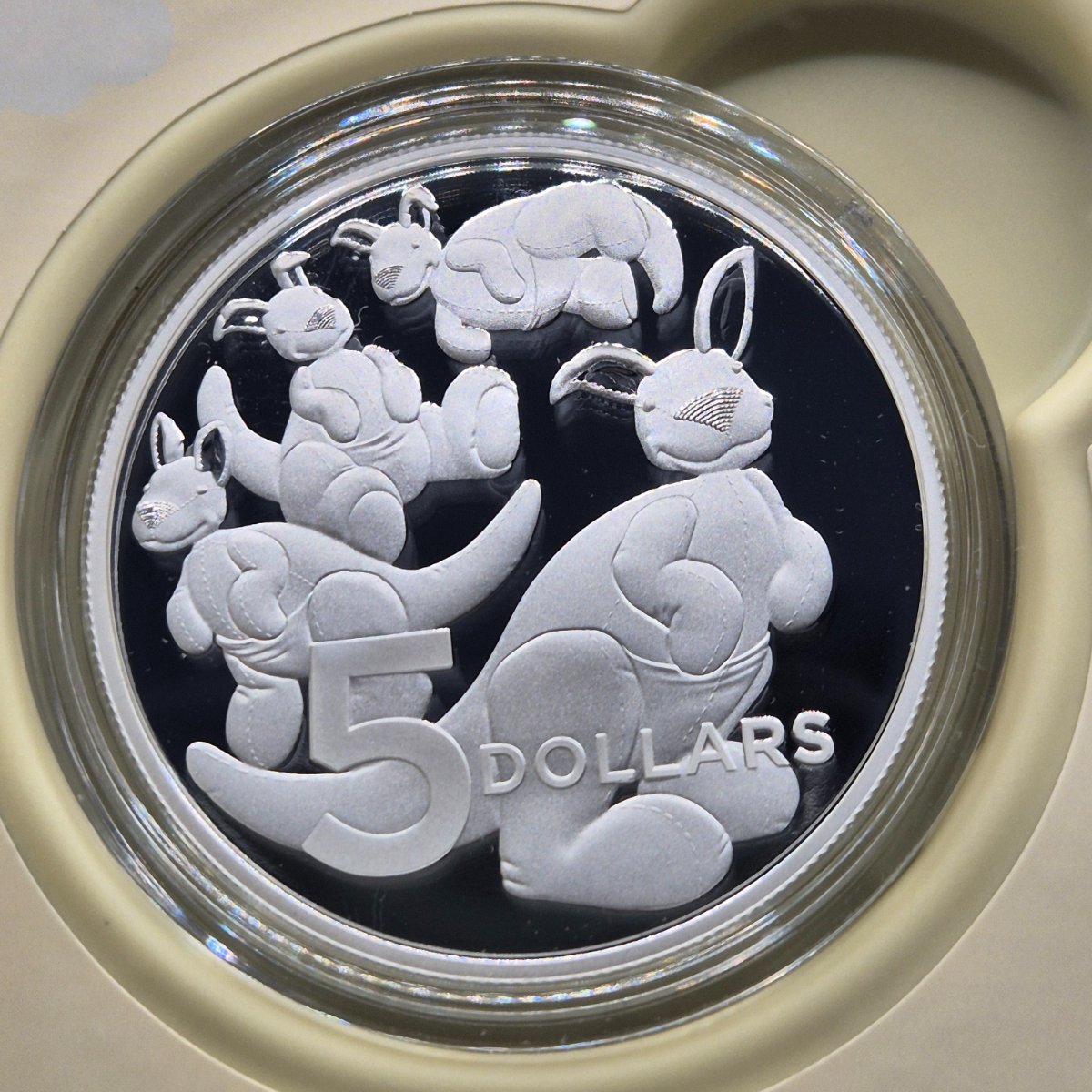 2024 Royal Australian Mint $5 Fine Silver Proof 1oz Coin - Toy Kangaroo Baby Coin reverse