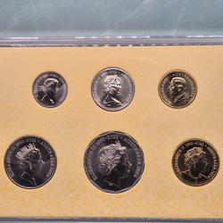2024 Change of Monarch Six coin Australian Uncirculated Year Set with five Queen Elizabeth II effigies and King Charles III effigy - obverse