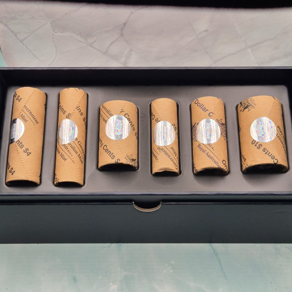 2024 Premium Royal Australian Mint Roll Set with $2, $1, 50c, 20c, 10c, and 5c circulating coin designs in uncirculated condition.