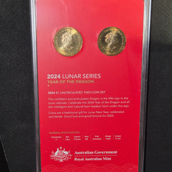 2024 $1 Lunar Series Year of the Dragon Two Coin Set by the Royal Australian Mint - back inner presentation case