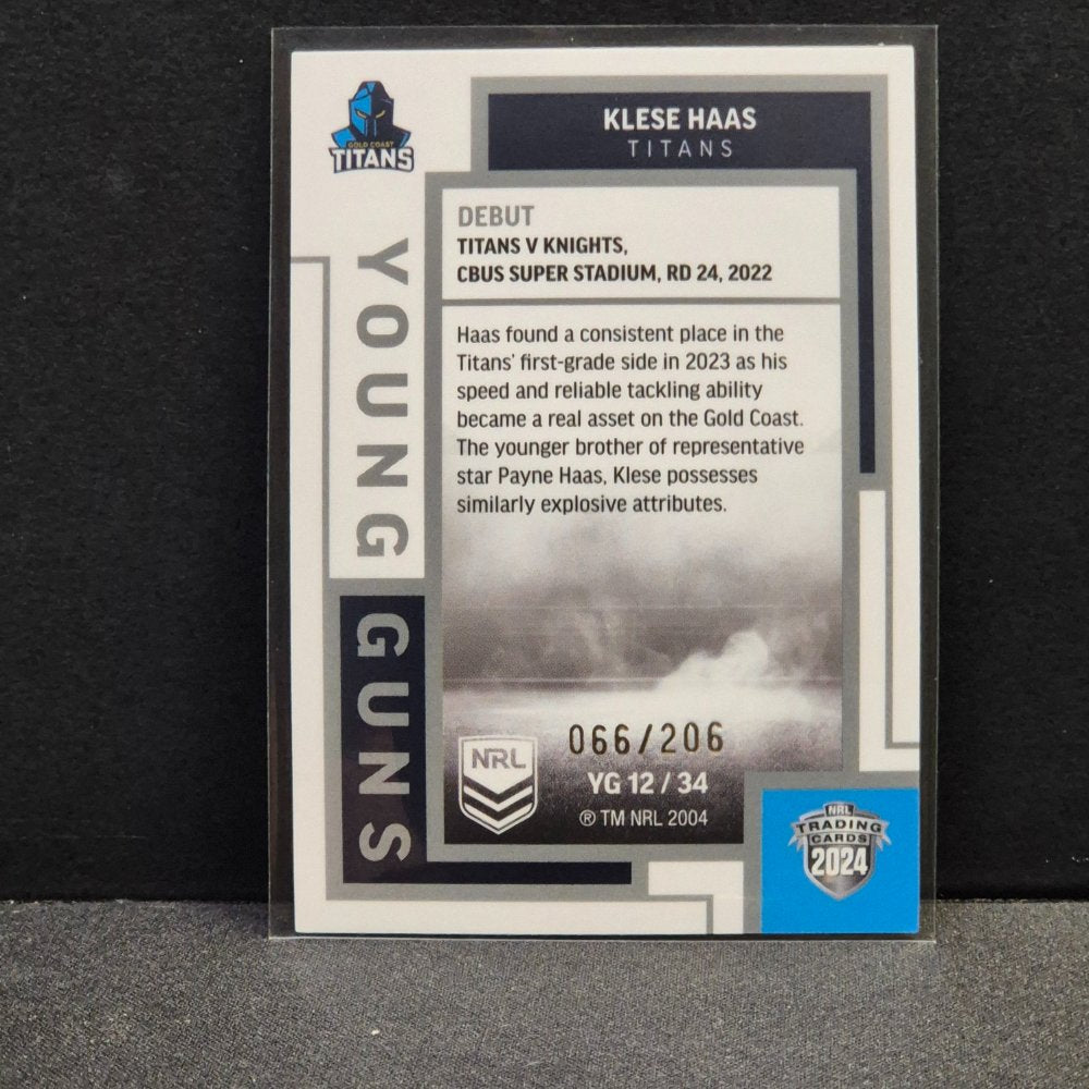 2024 NRL Traders Elite - Young Guns - YG12- Klese Haas