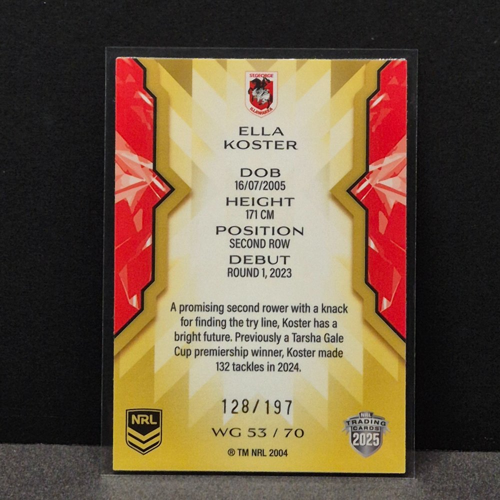 2025 NRL Traders - NRLW Gold Parallel - WG53 - Ella Koster