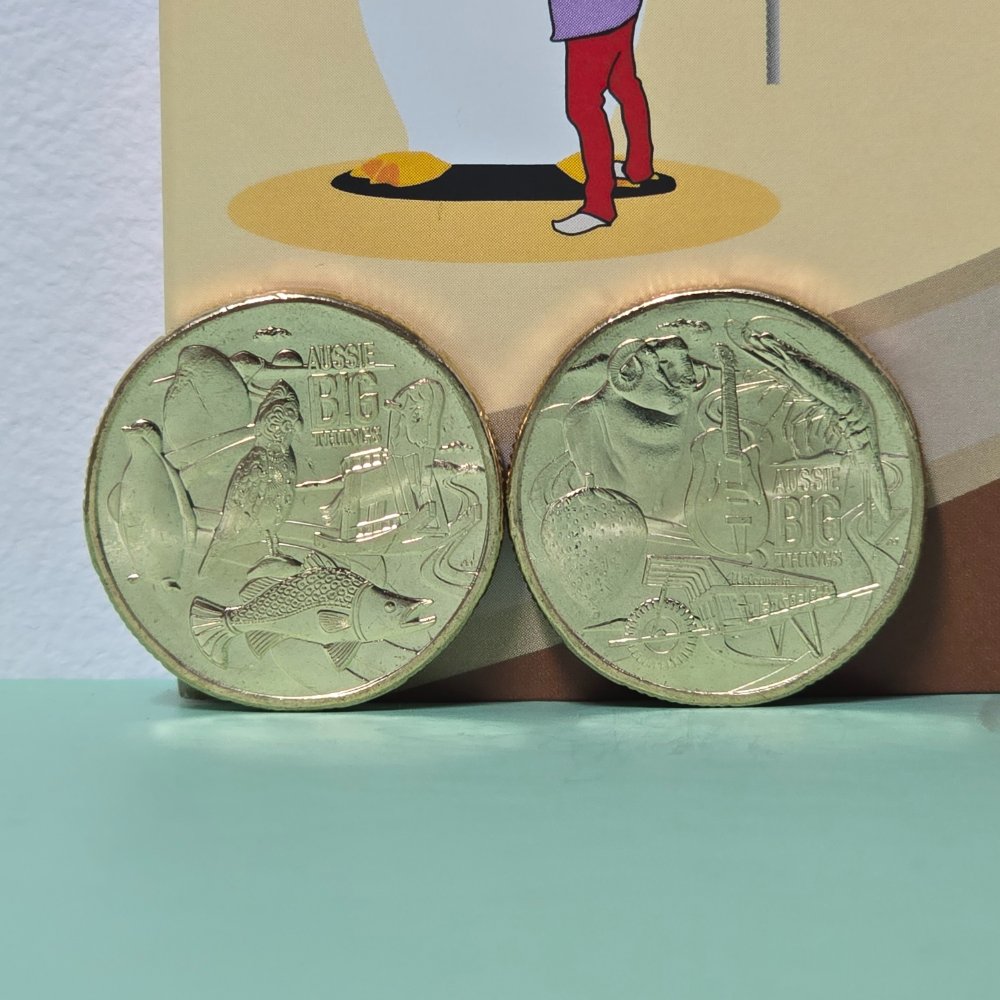 2025 $1 Aussie Big Things 2 Series Tube and Folder Uncirculated Collection, complete with 2x circulating $1 designs you can find in your change