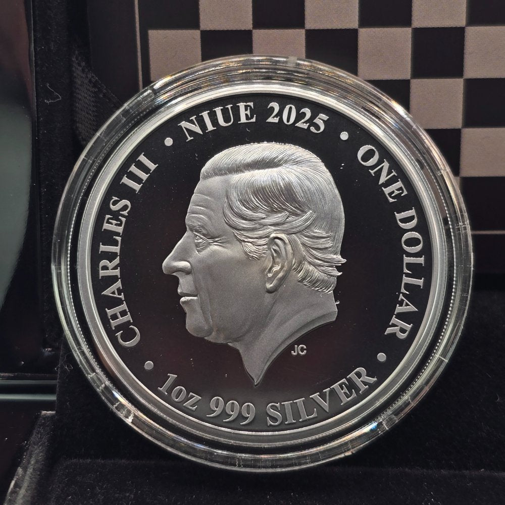 2025 $1 Chess Queen 1oz Silver Black Proof Coin