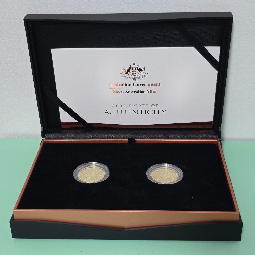 2025 $1 Aussie Big Things 2 AlBr Two Coin Proof Set inner presentation box