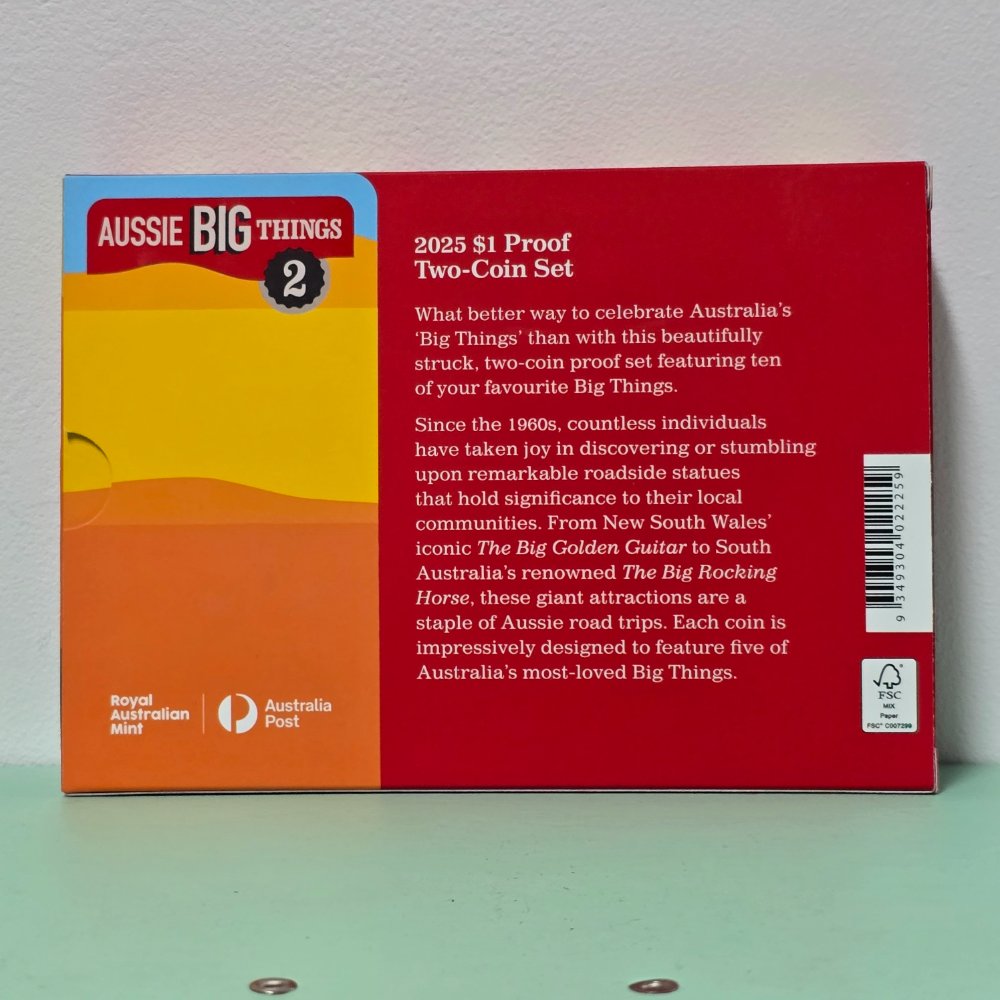 2025 $1 Aussie Big Things 2 AlBr Two Coin Proof Set back of outer box