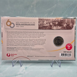 2025 $1 60th Anniversary of the Royal Australian Mint PNC with envelope Privy Mark back of PNC