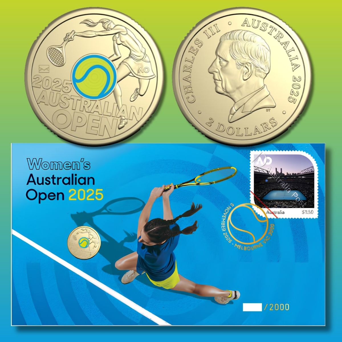 2025 $2 Australian Open Women's Impressions PNC