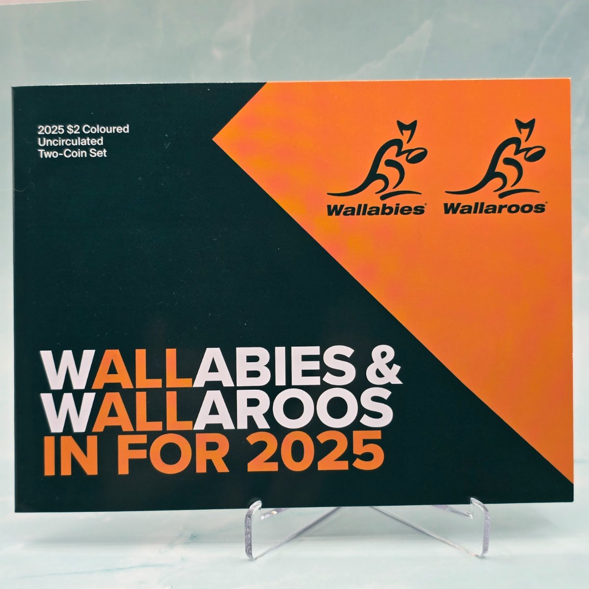 2025 $2 Wallabies and Wallaroos colour uncirculated coins in folder front cover